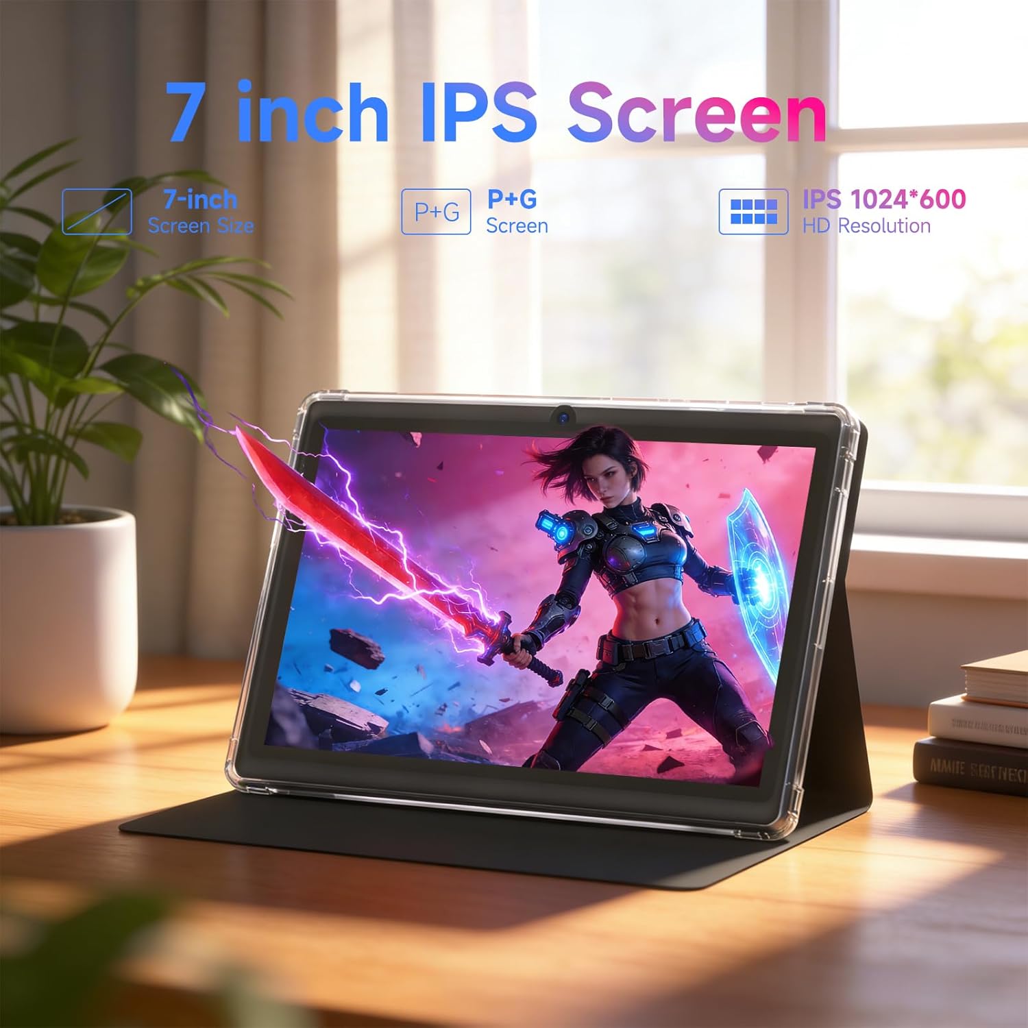 7 inch Tablet Android 14 Tablets with Case, 8GB RAM 32GB ROM 1TB Expand, Quad-Core Processor Tablet PC, IPS Screen, Dual Camera, 3000mAh Battery Tablet, Bluetooth, 5G WiFi, GMS, Widevine L1 (Black)