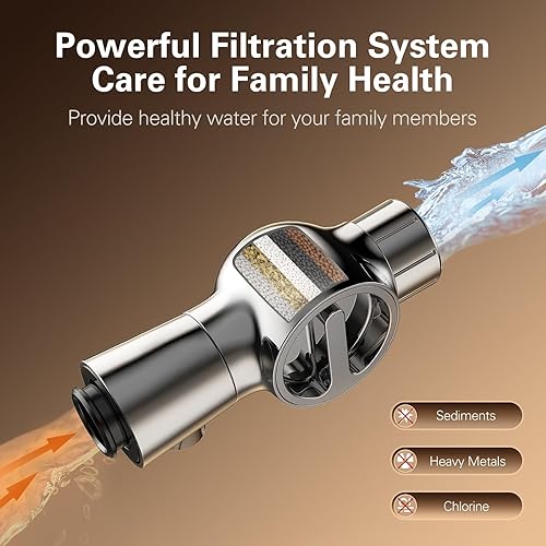 Miniatura 2 de Denkee Cabezal de ducha filtrado de alta presión, cabezales de ducha con combo de rociador de mano, cabezal de ducha desmontable de 10