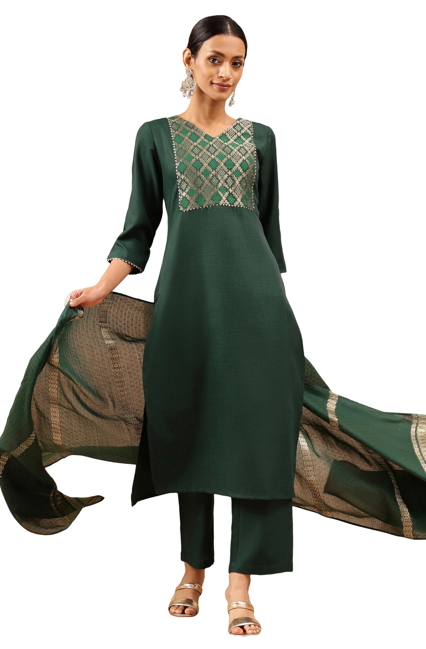 janasya Women Kurta with Pant & Dupatta Set-picture-10