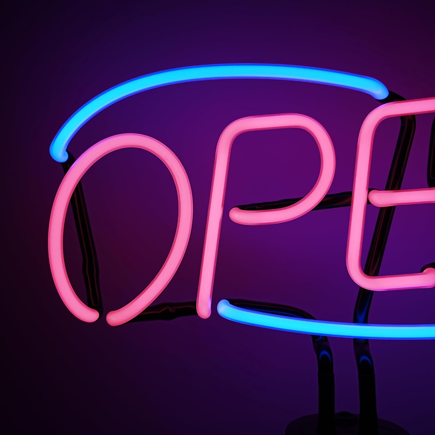 Open Neon Desk Lights, Real Neon Lamp, Neon Sign Light, Glass Lamp Tube，Suitable for Bars, Restaurants, Living Rooms, bedrooms (Blue