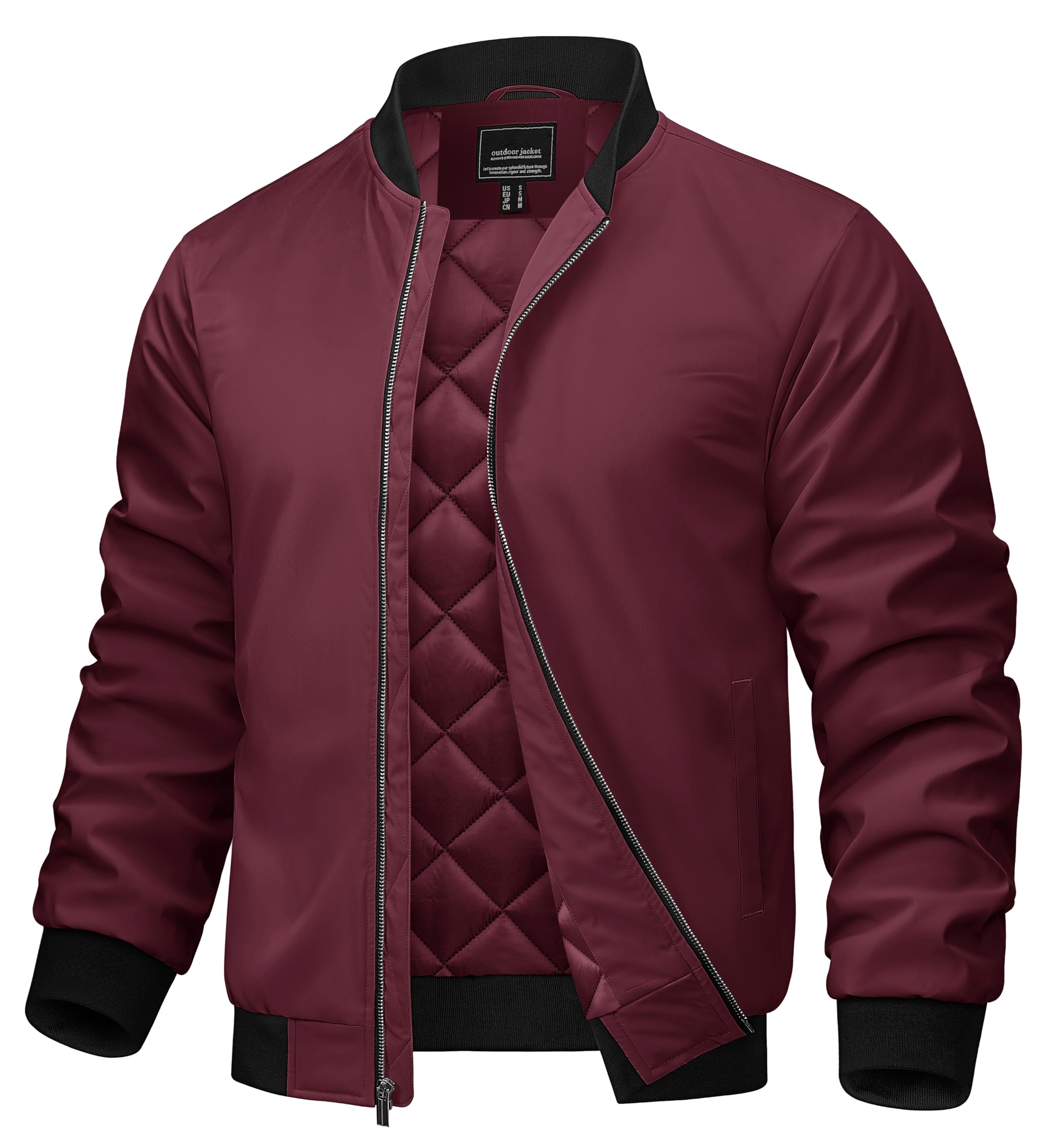TACVASEN Men's Bomber Jacket Fall Winter Warm Full Zip Windbreaker Jackets