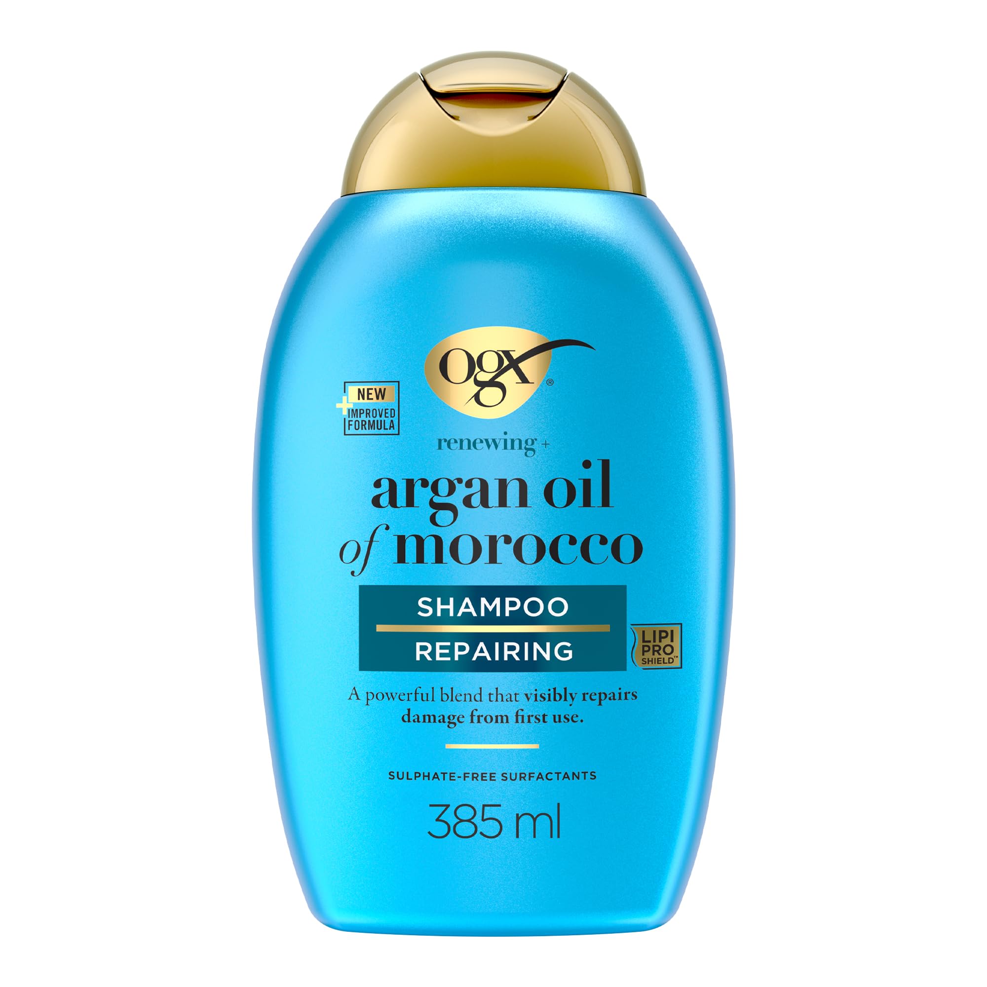 OGX | Shampooing Réparateur Huile d'Argan du Maroc (flacon de 385 ml) – Soin capillaire pour cheveux secs et abîmés – Shampoing sans sulfate