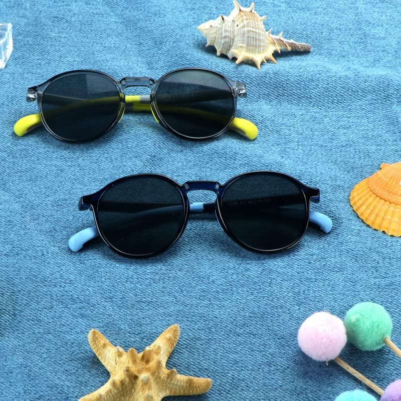 2 Pack Kids Sunglasses Silicone Flexible Frame for Boys Girls, UV Protection