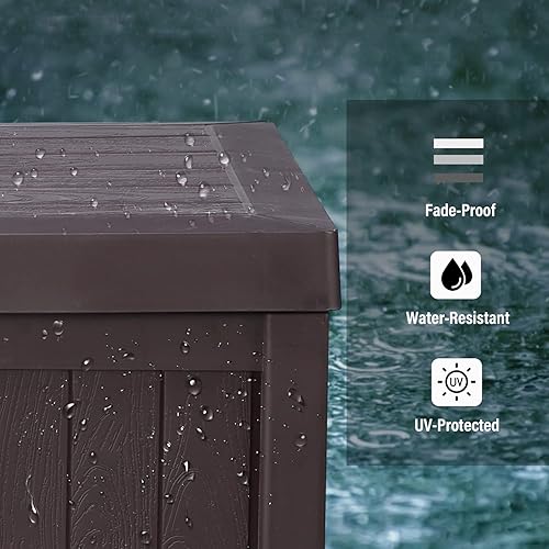 Miniatura 3 de Caja de cubierta de resina ligera de 51 galones para interiores y exteriores, para muebles de patio, juguetes al aire libre, suministros de piscina,