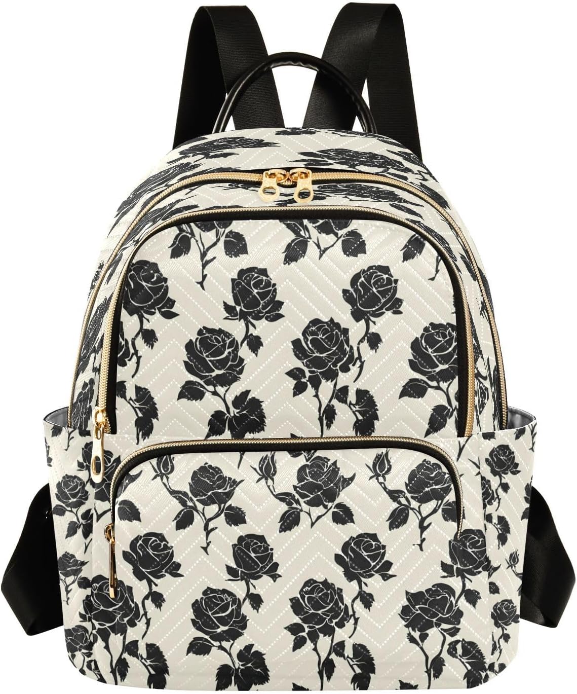 ALAZA White Black Rose Mini Backpack Purse for Women Travel Bag Lightweight Shoulder Bag Fashion Daypack