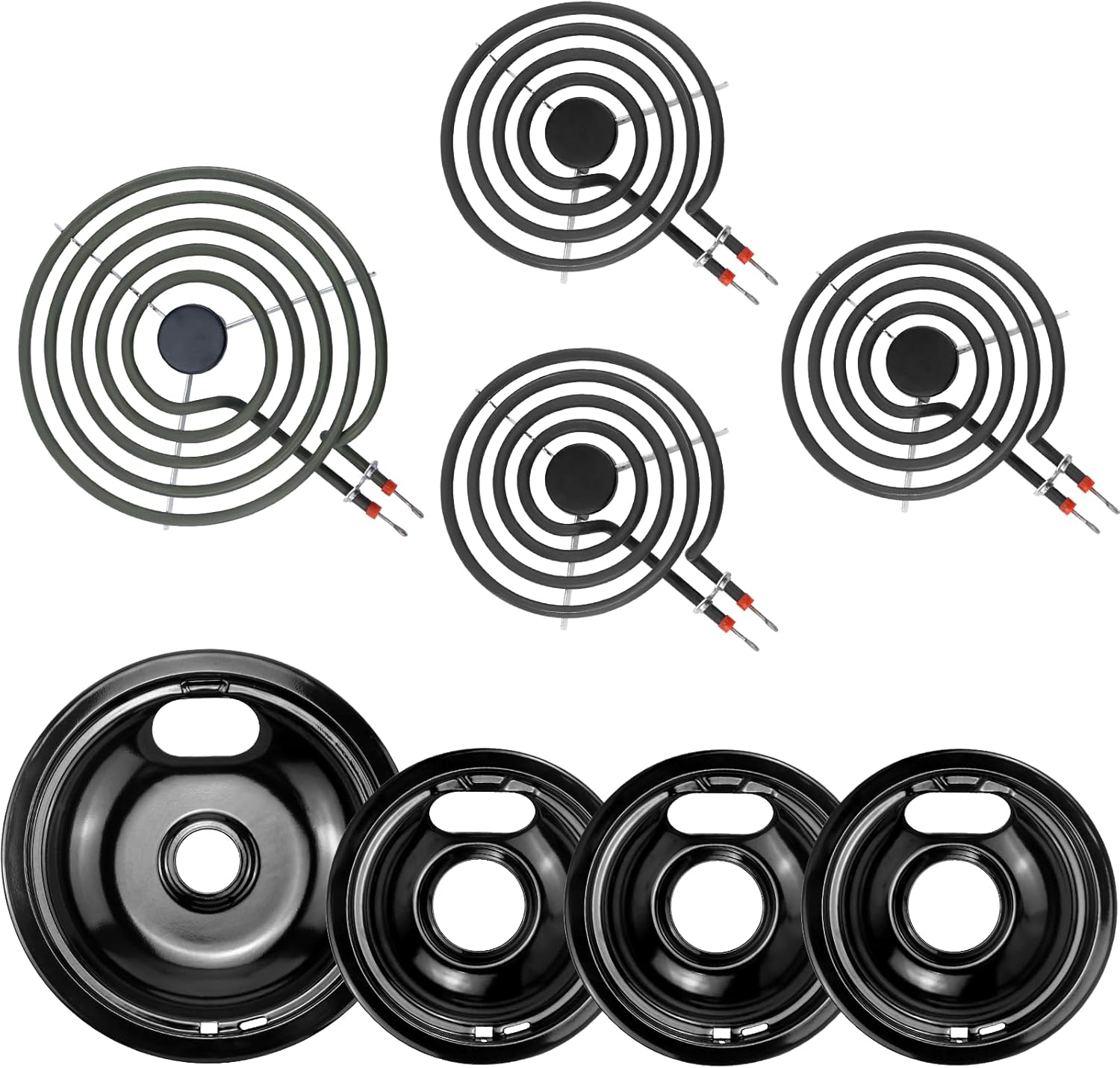 Electric Stove Burner Drip Pans,Stove Burner Covers W10290353(6″) W10290350(8″)+Electric Stove Burner Replacement MP15YA(6″) MP21YA(8″) Compatible for Whirl-pool Ken-more May-tag Ama-na etc by MIFLUS Electric Stove Burner Drip Pans,Stove Burner Covers W10290353(6″) W10290350(8″)+Electric Stove Burner Replacement MP15YA(6″) MP21YA(8″) Compatible for Whirl-pool Ken-more May-tag Ama-na etc by MIFLUS