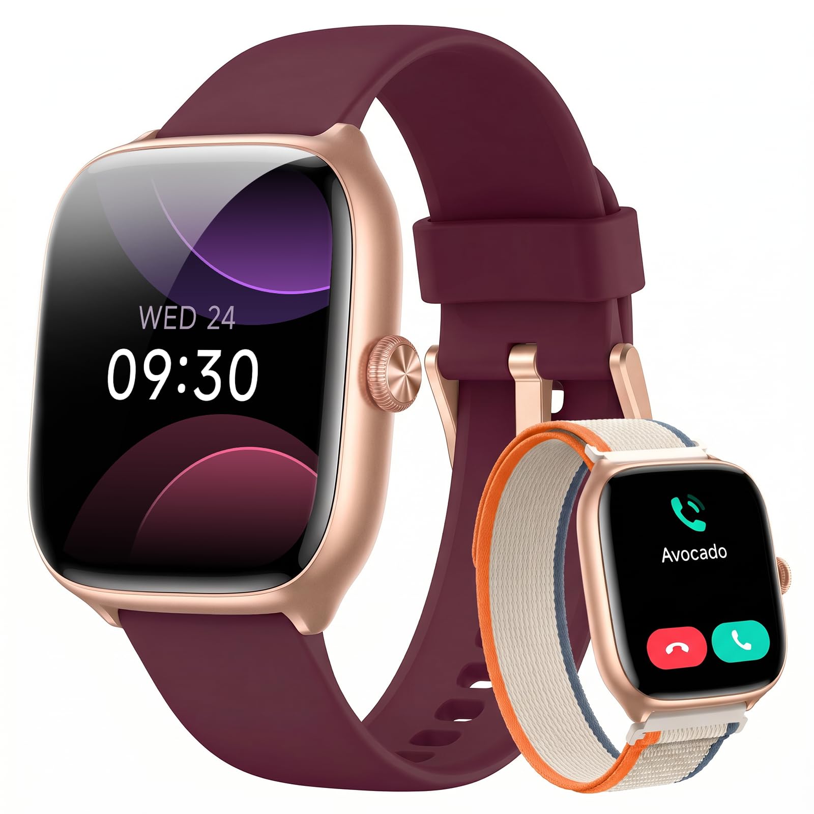 Smartwatch Damen 1,75" AMOLED Fitnessuhr mit Bluetooth Telefonie, 24/7 SPO₂ Herzfrequenz Stress Schlafmonitor, 120+ Sportmodi & KI Sprachassistent, 3 ATM Wasserdicht, Sportuhr für Samsung Android iOS