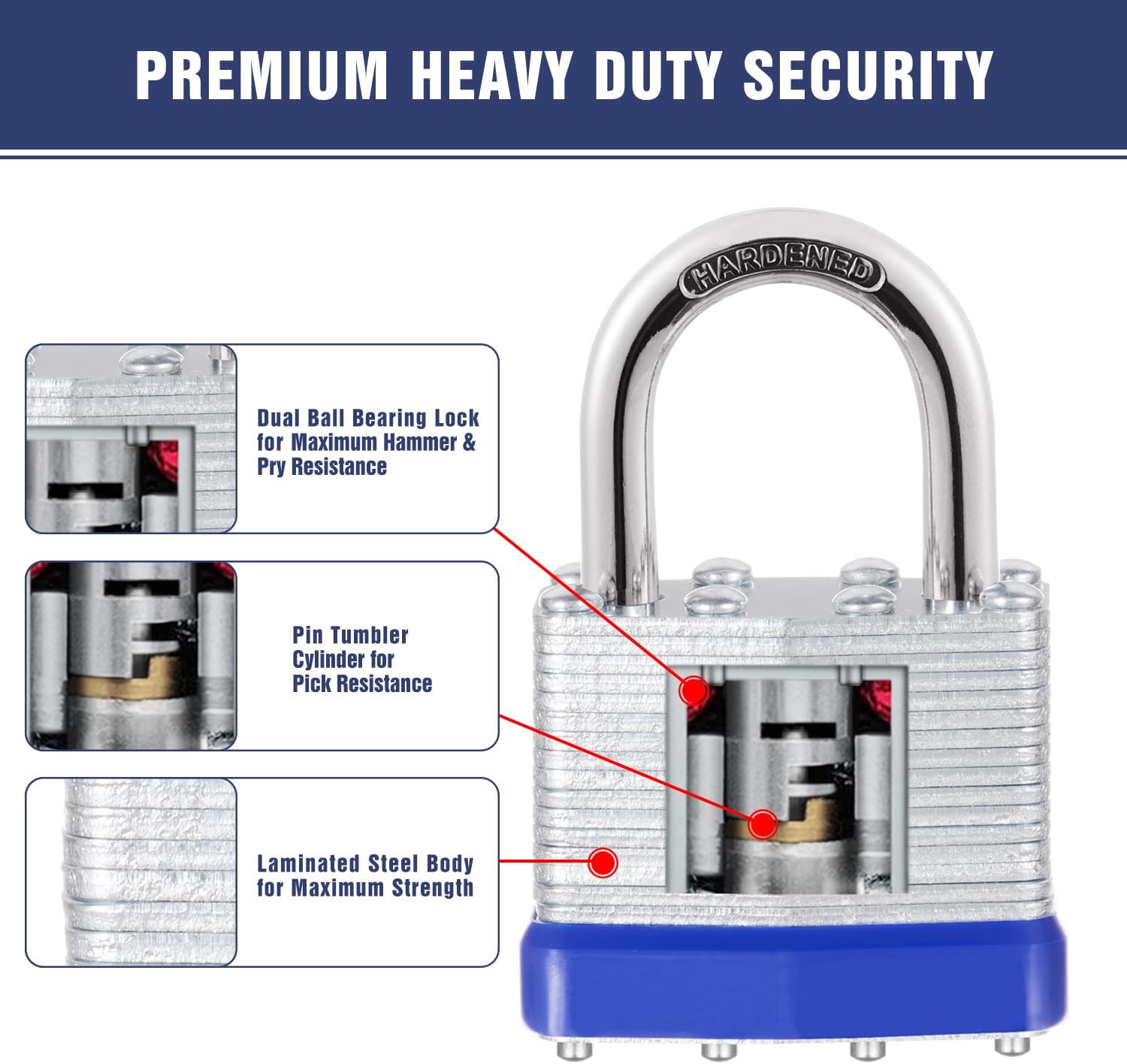 12Pcs Padlocks with Same Keys,Laminated Steel (1-9/16",40mm),Normal Shackle for Sheds,Gates,Fences,Toolbox,Outdoor and Indoor Use