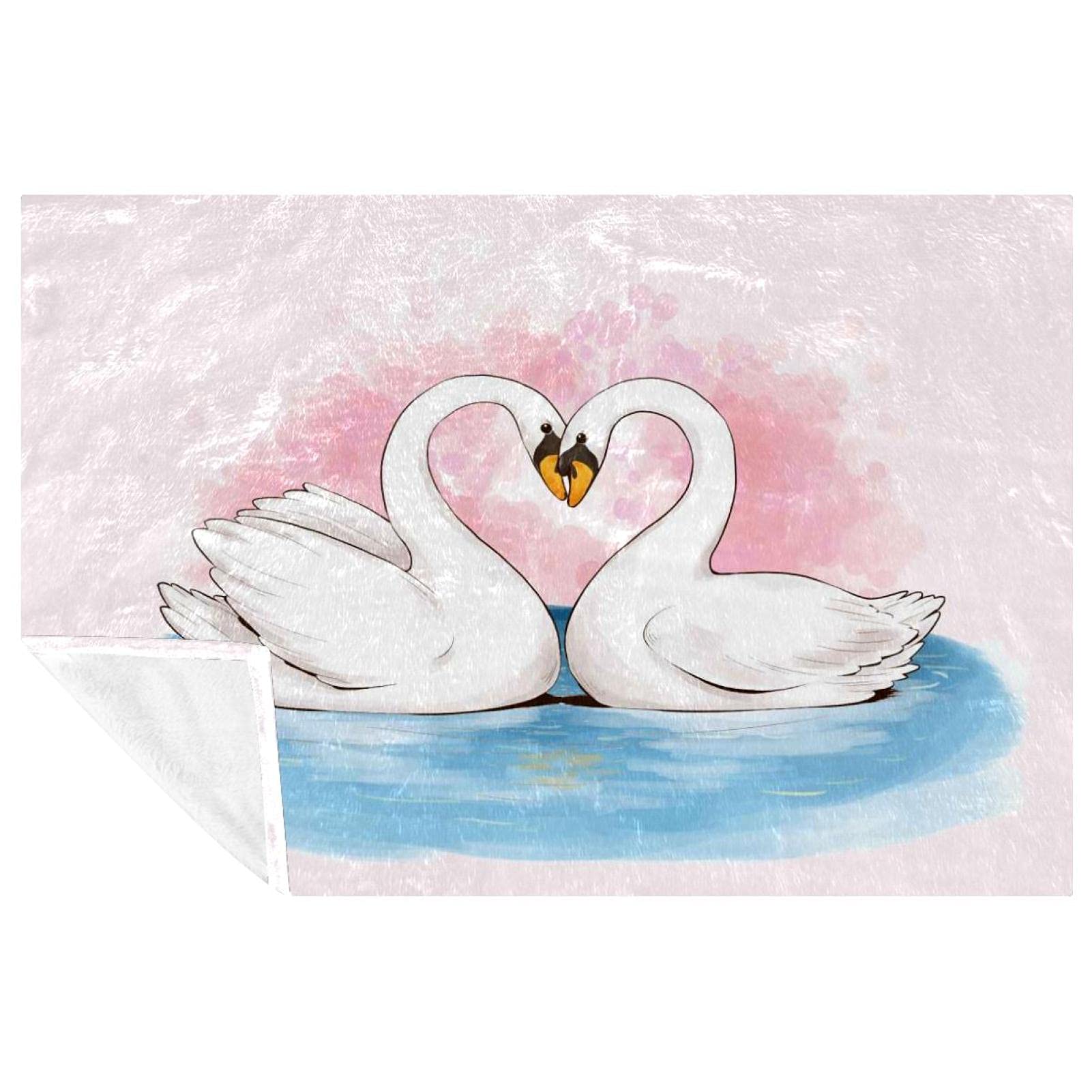 Couverture douce et chaude motif cygne pour lit et plage 150 x 100