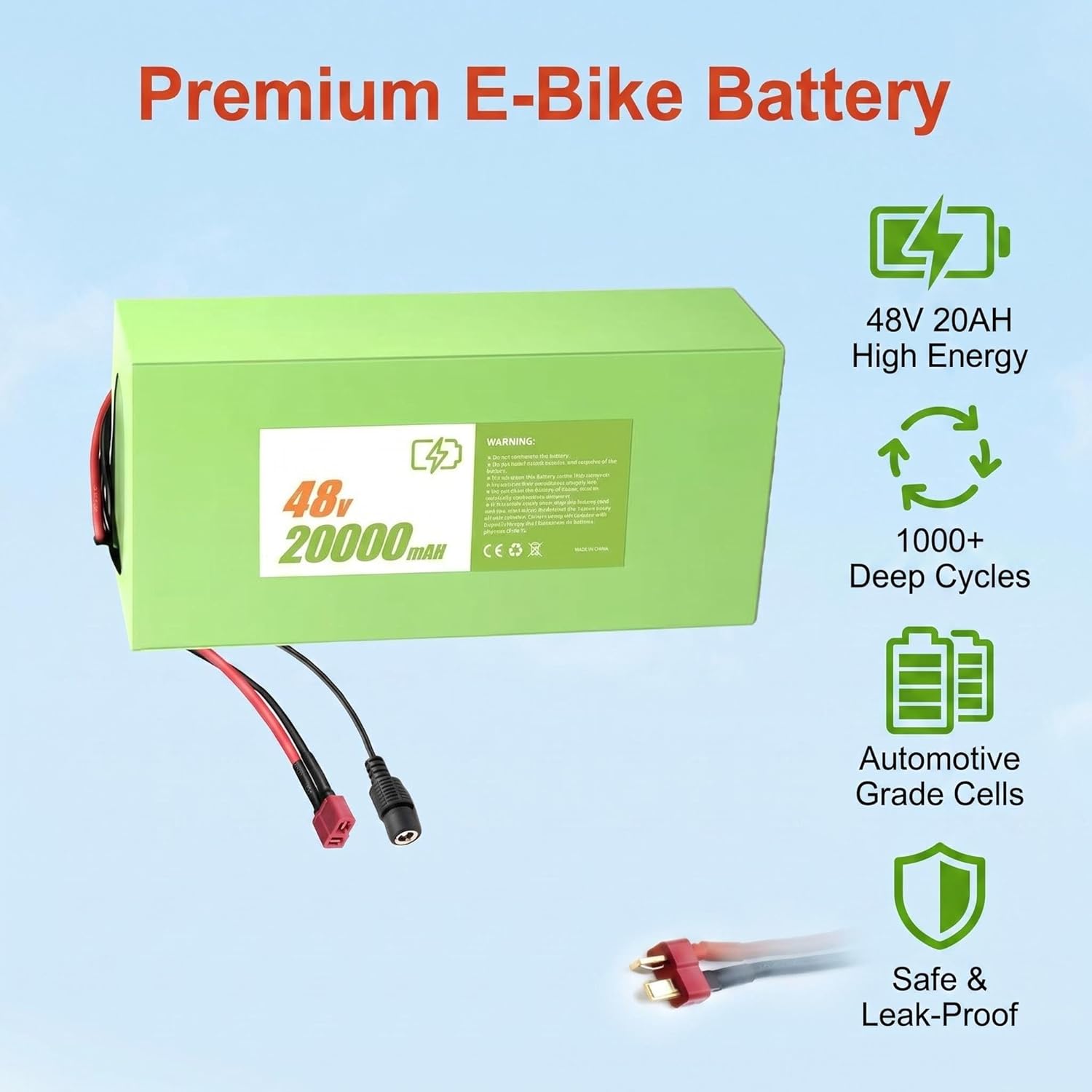 VISET 48V20Ah Ebike Battery Pack 36V/48V/10Ah/14Ah/20Ah Electric Bike Lithium Li-ion Battery for 350W 450W 750W 1000W Electric Bicycle Motor
