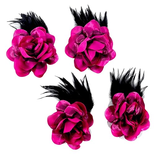 Miniatura 10 de Sanrich Paquete de 4 pinzas para el pelo con flores mexicanas, grandes rosadas, accesorios para el cabello, broches de flores para tocados de novia,