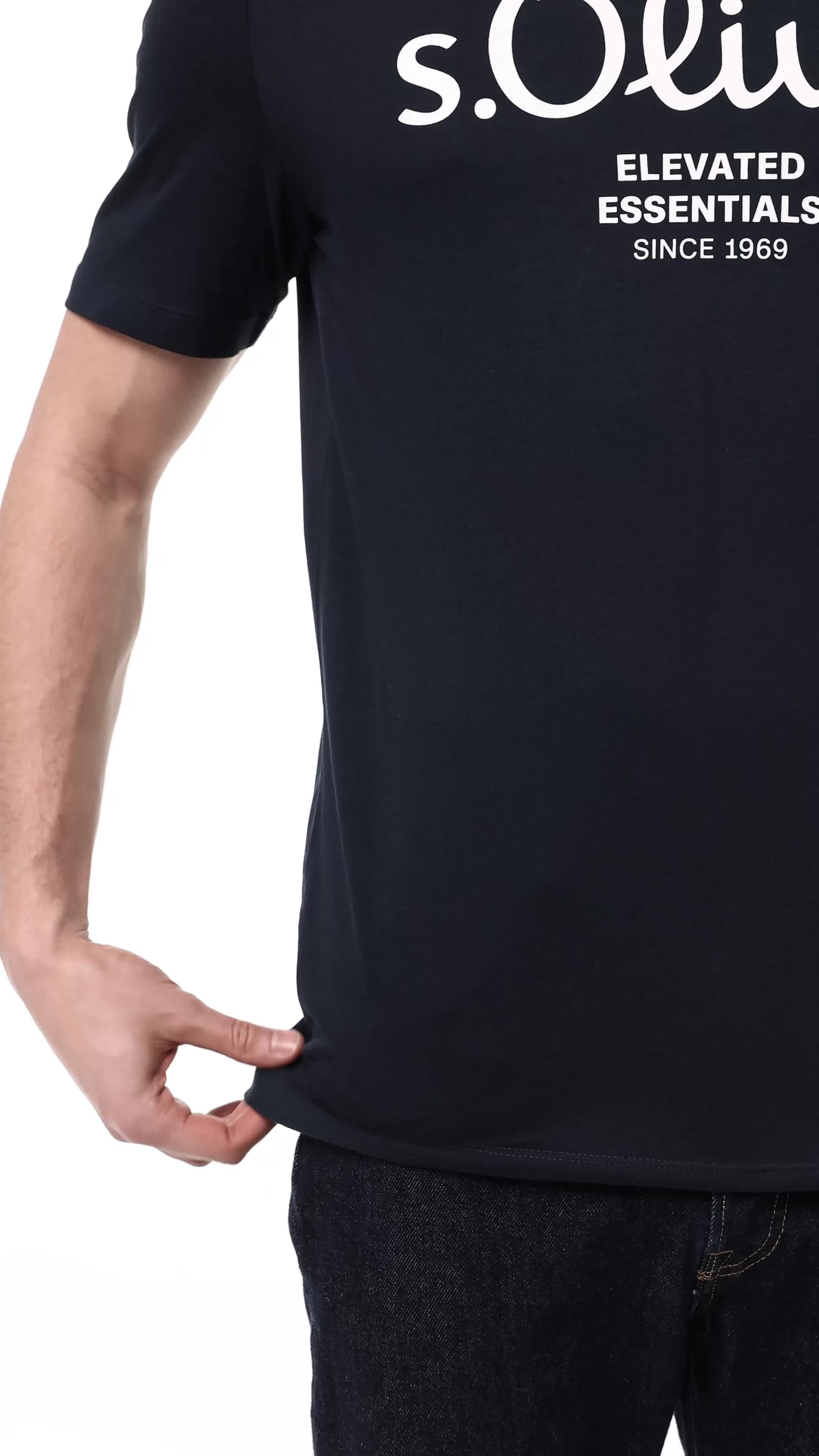 S.Oliver MIT ARTWORK UND NAHT-DETAILS - Camiseta Estampada - Himmelblau/azul Claro