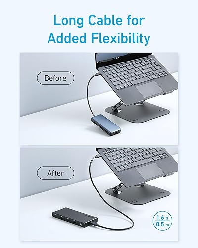 Miniatura 6 de Anker Hub USB C 10 en 1 con entrega de energía de 100 W, HDMI 4K dual, 4 puertos USB-AUSB-C, Ethernet, ranura para tarjeta SD para portátiles