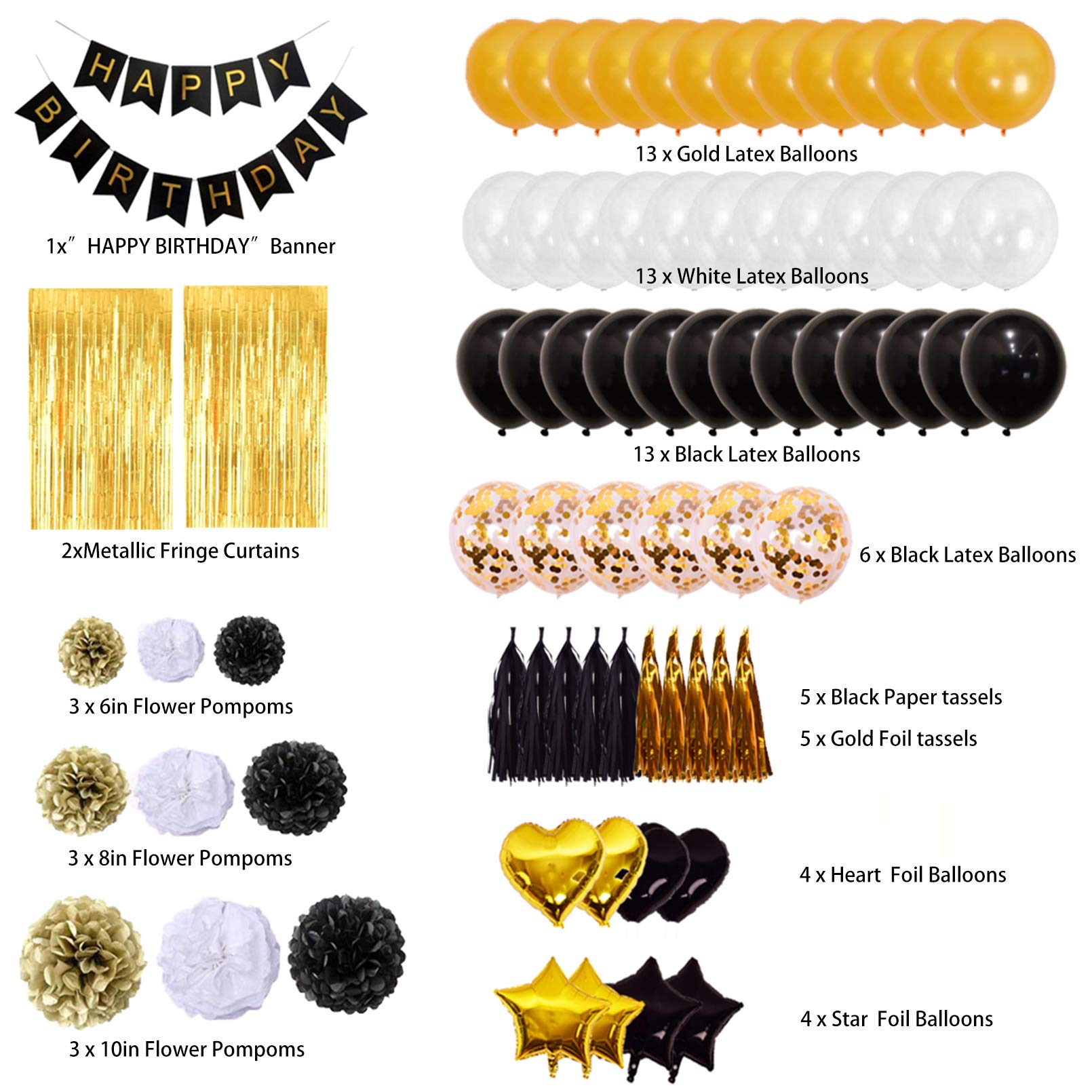 Finypa Gold and Black Birthday Decorations for Men Adults Birthday