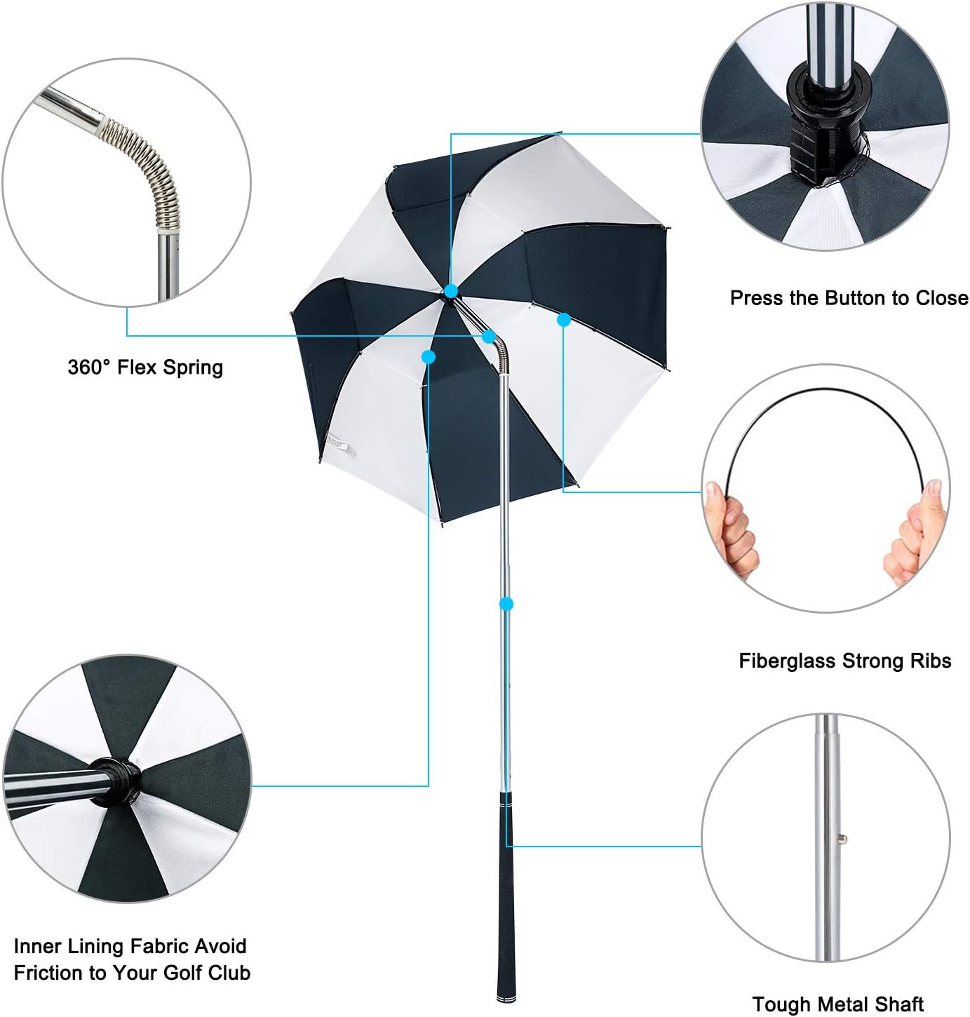 G4Free Golf Club Umbrella Golf Bag Umbrella for Club Protection Flex