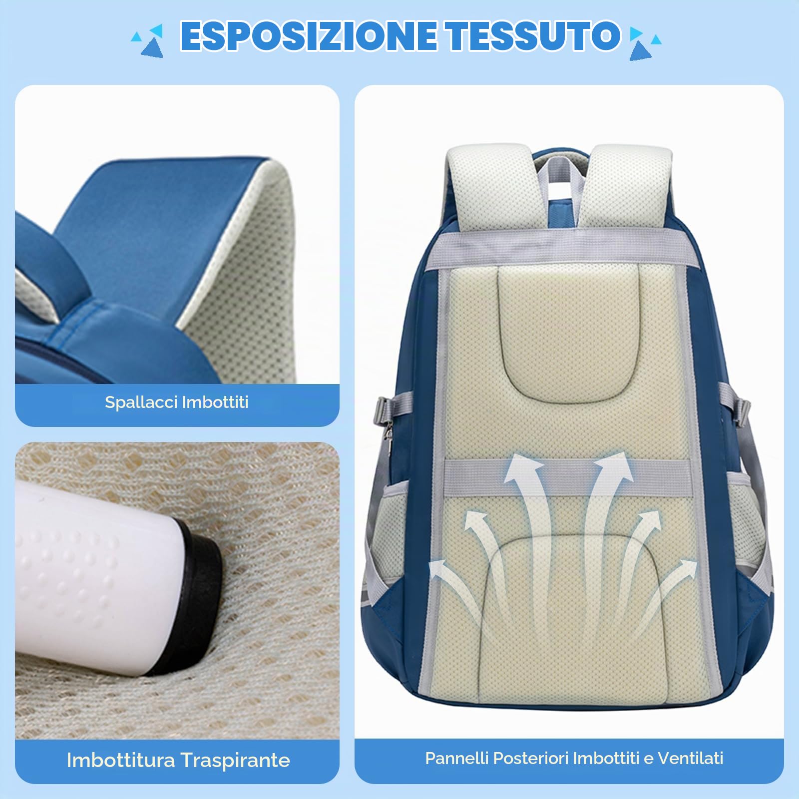 Amythe Zaino Scuola Ragazzi Teen 8 a 15 anni Grande Moda Impermeabile 46L, Blu