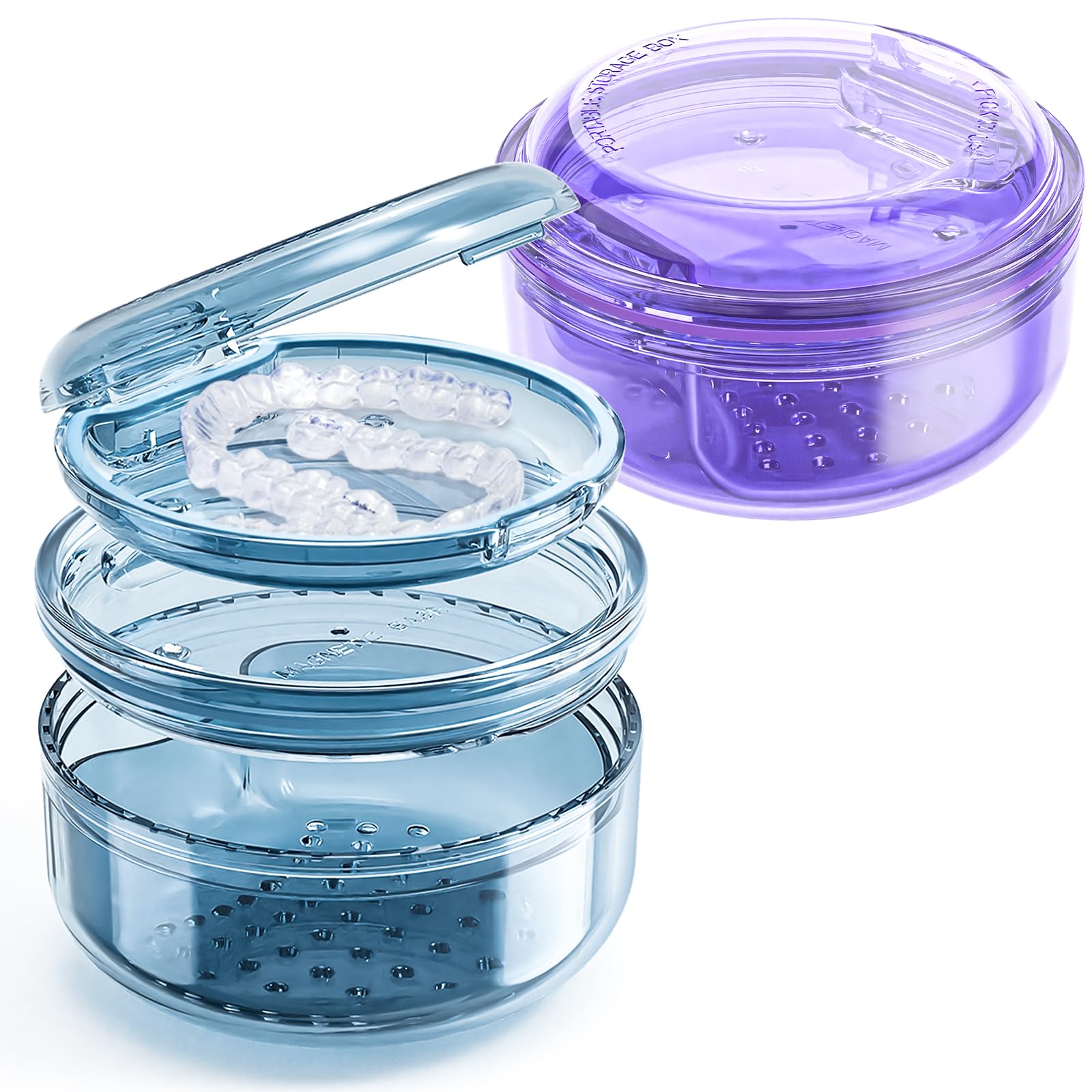 DOTCUTY 2 in 1 Retainer Cleaning Case for cleaning and storing dentures