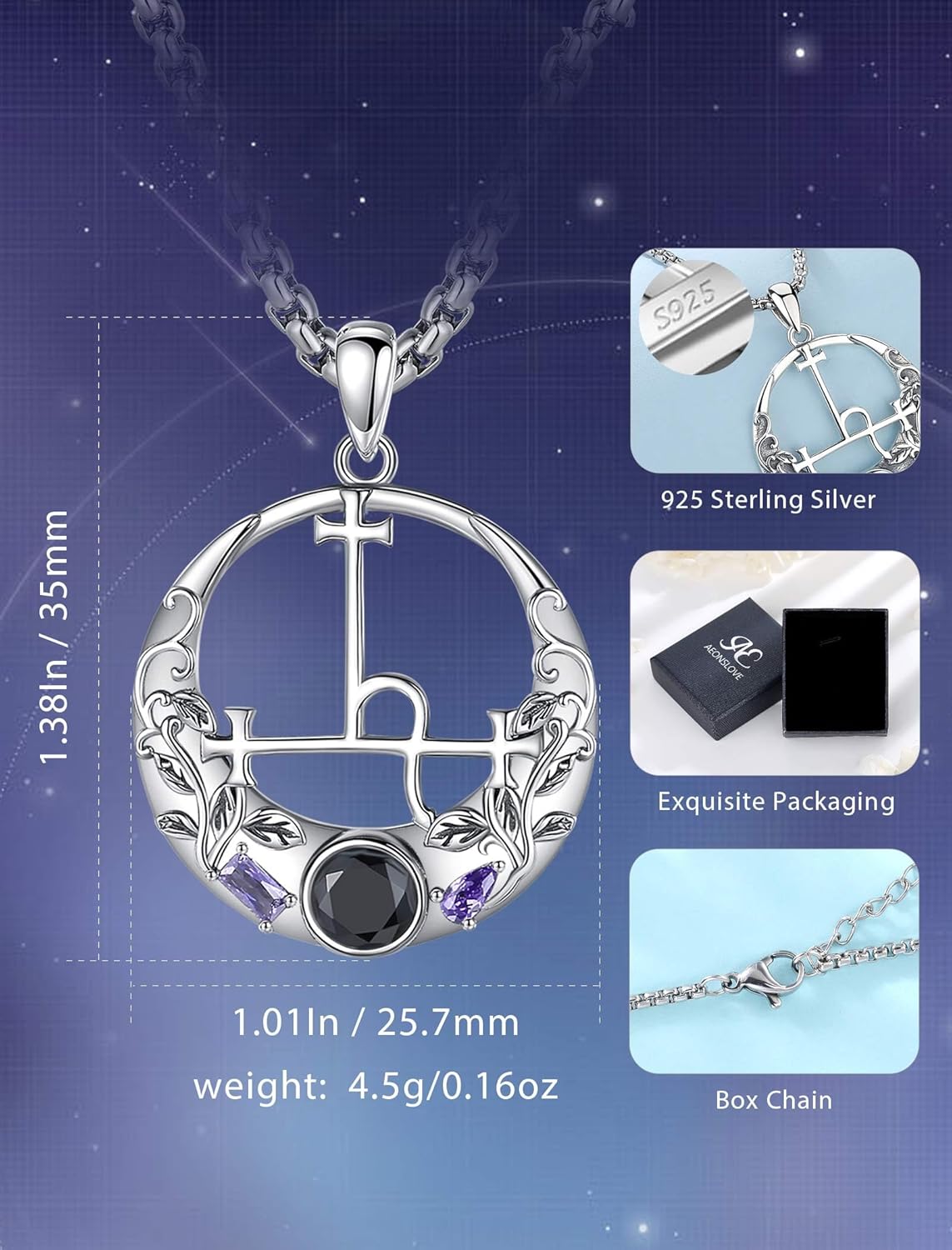 AEONSLOVE 925 Sterling Silver Lilith/Santa Muerte/Mushroom/Pentagram/Raven/Hecate/Italian Horn/Dragon and Phoenix Necklace Witchy Jewelry Gifts - Image 6