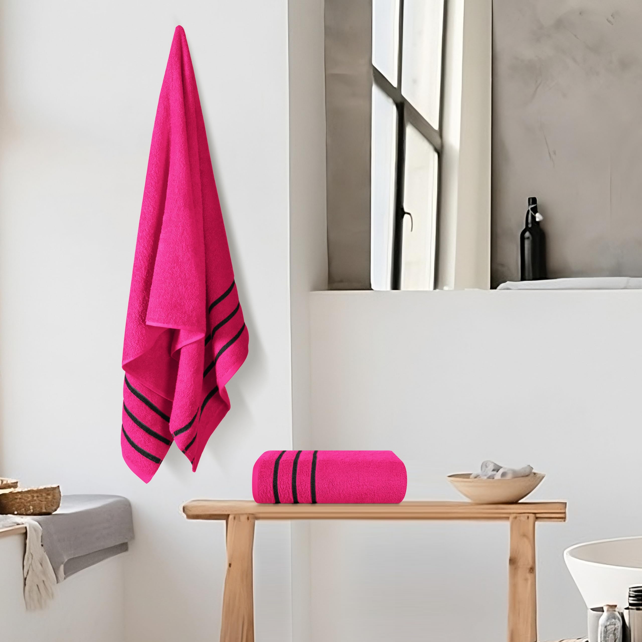 MyOwn Baumwolle 2er-Pack Oversized Badetuch-Set 70 x 140 cm, große Badetücher, Ultra saugfähig, kompakt, schnell trocknend und leicht, Heiße