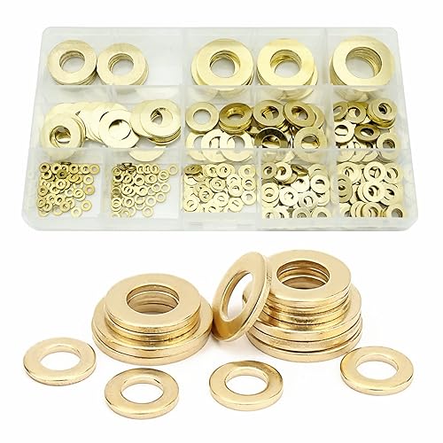 Elantek Juego surtido de 340 piezas M2 M2.5 M3 M4 M5 M6 M8 M10 M12 M14 M16 latón métrico arandela plana