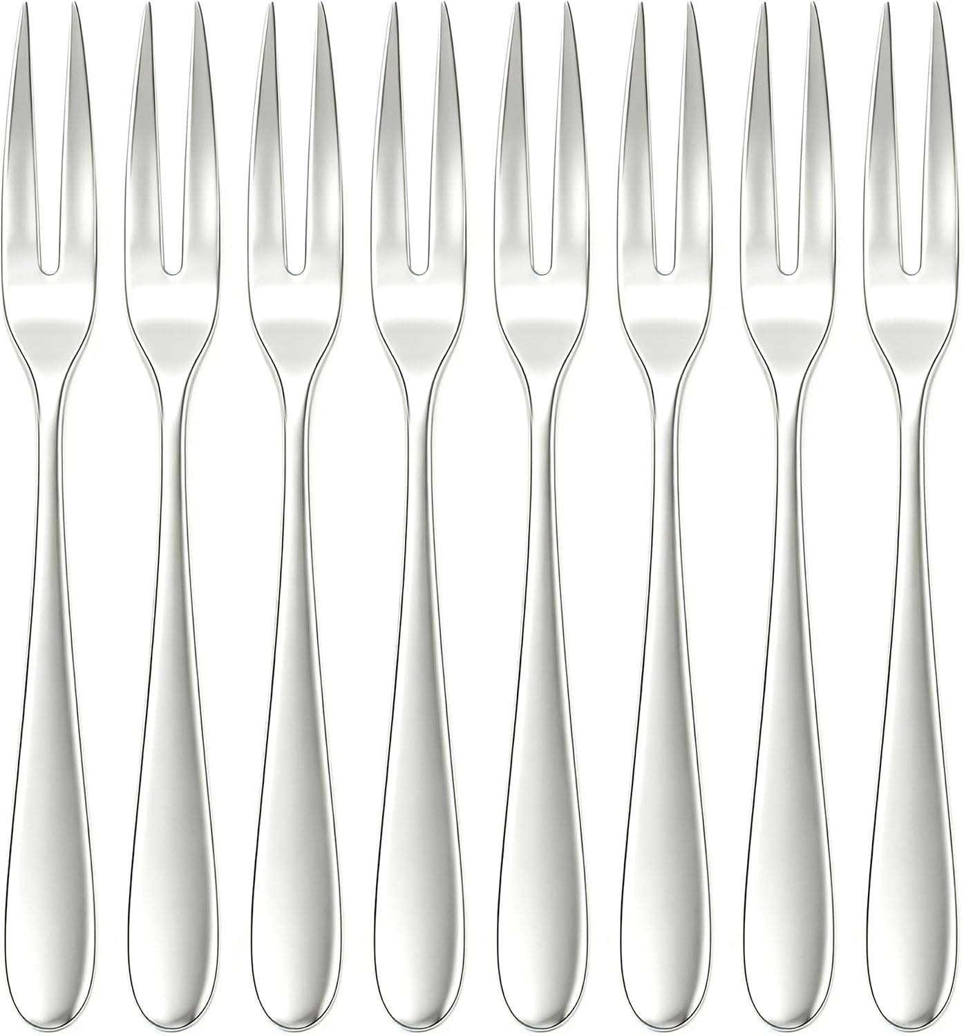 8-Pack Mini Stainless Steel Forks, 5.1-Inch Appetizer & Dessert Fruit Forks, Cheese Seafood Cocktail Forks, Small Metal Forks for Charcuterie, Snacks and Party Serving (8, Silver, 5.1inches)