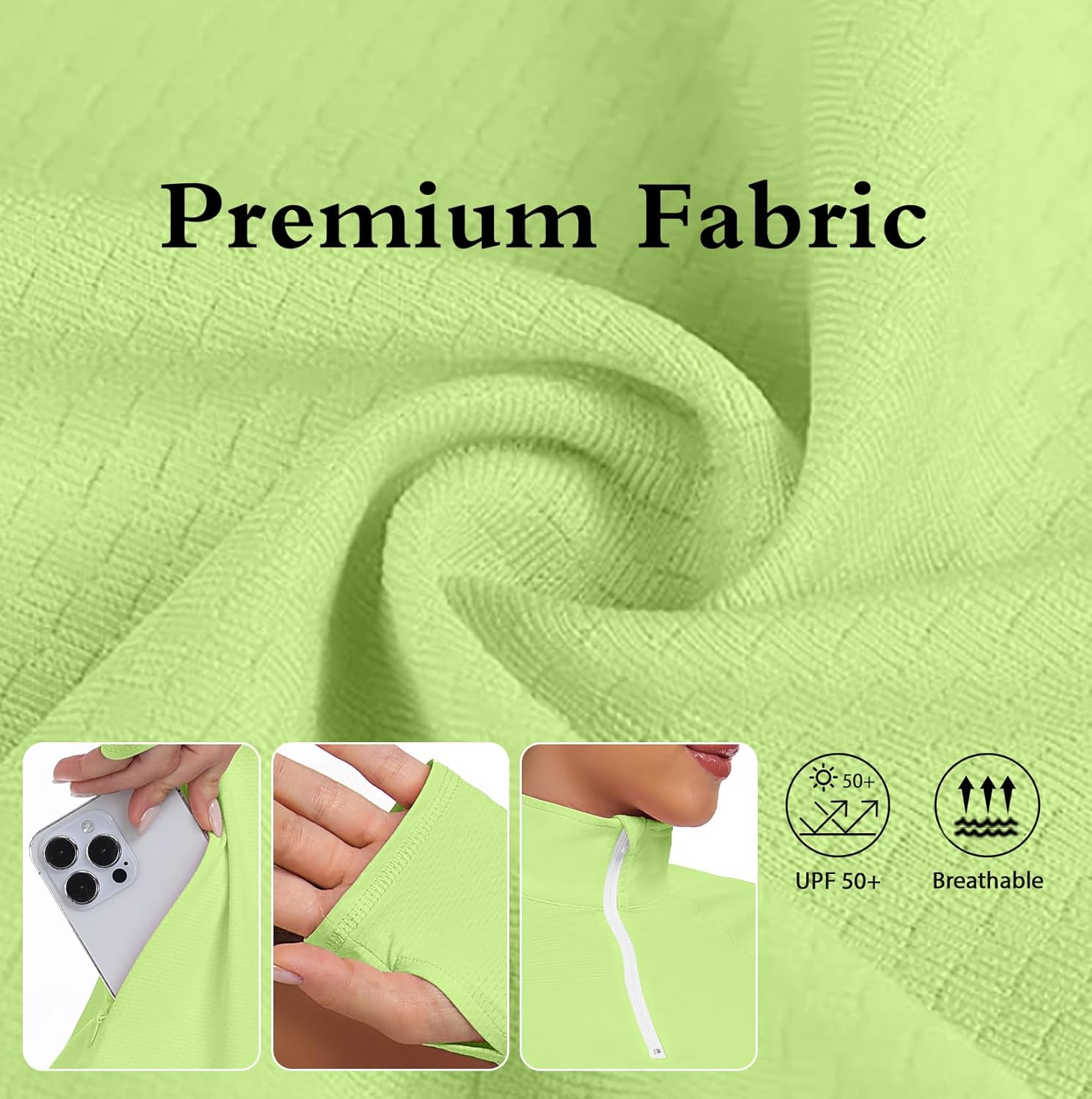 Womens UPF 50+ Sun Polo Shirts Long Sleeve UV Protection Quarter Zip Pullover Lightweight Athletic SPF Hiking Outdoor Tops - Image 4