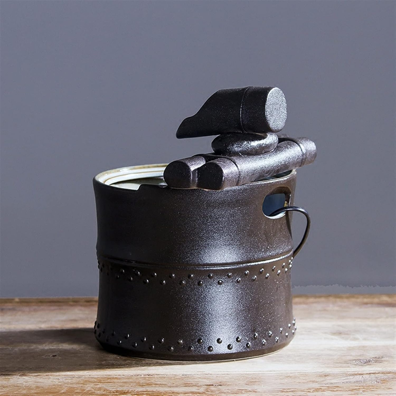 Fountain Tabletop Indoor Tabletop Water Fountain Tabletop Fountain Handmade Ceramic Water Atomizing Fountain Office Desk Lucky Decoration Fountain Home Indoor Humidi