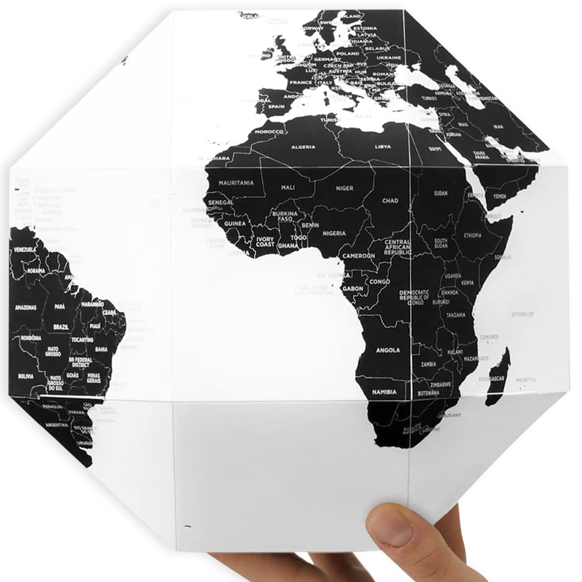 DearWorld, The Pinnable Globe with 50 Pins, 3d Map for Home, Business & Office Décor, Premium Quality Thick Paper, Assembles in Seconds, Perfect Gift
