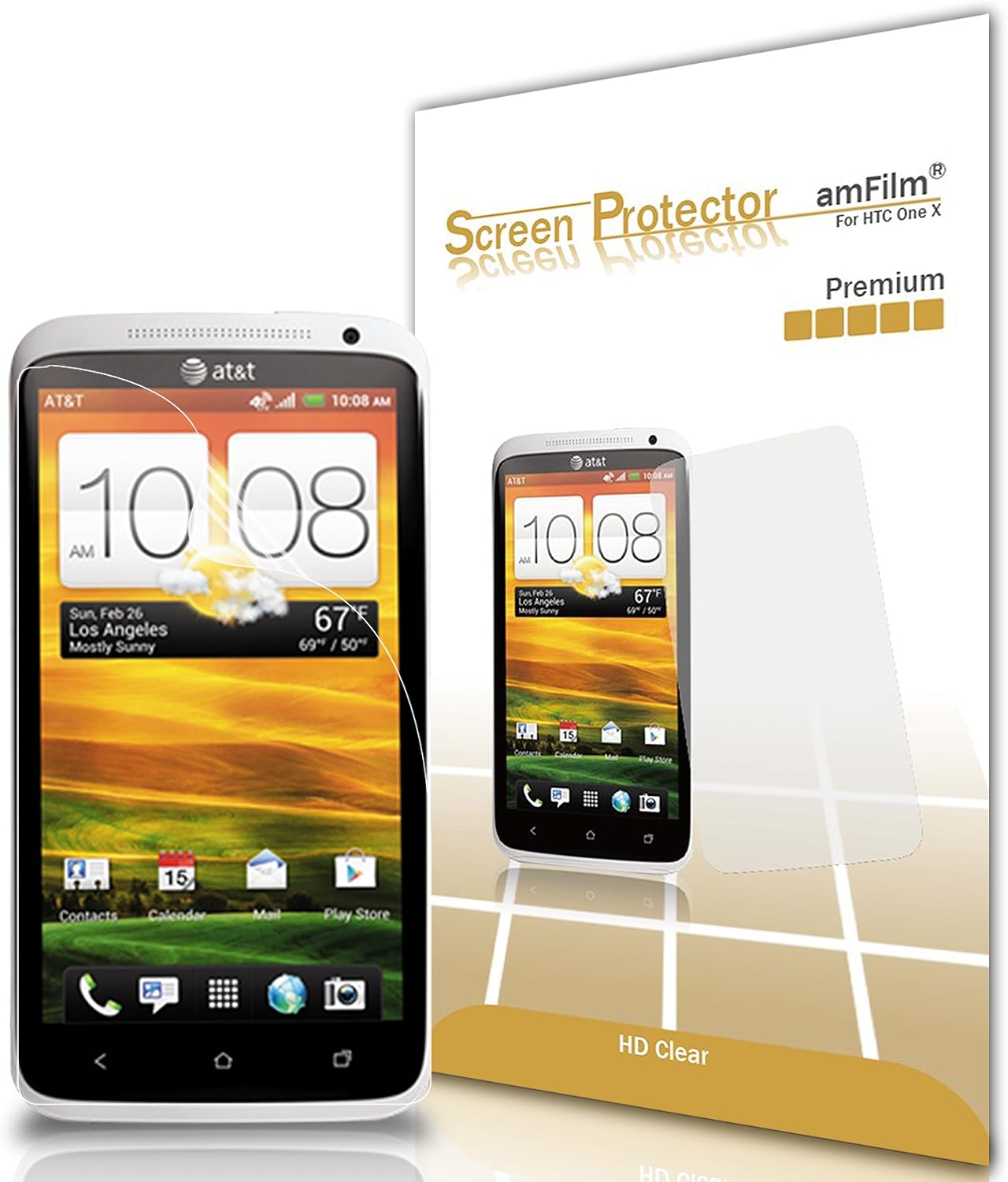 Am Film Premium Screen Protector Film Clear Invisible for HTC One X 3 Pack in AM retail packing