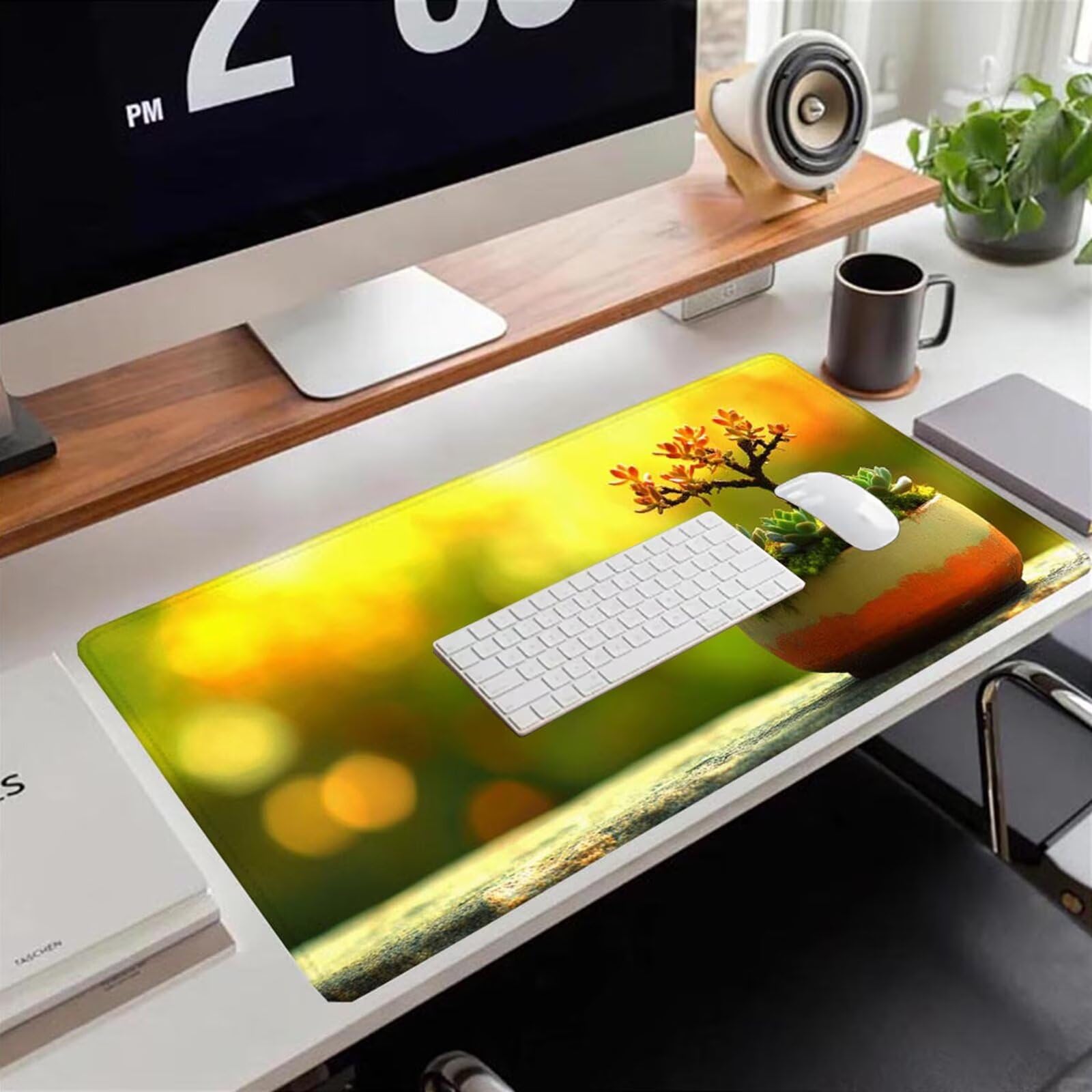Gamingowa podkładka pod mysz 1200 x 600 x 3 mm, XXL, wodoszczelna, odporna na ścieranie, ze zszytymi krawędziami, żółta, podkładka na biurko, poprawia prędkość i precyzję, do komputera, laptopa