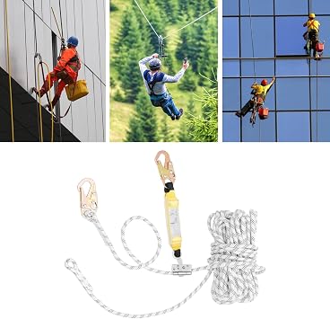 Fall Protection Rope 25 50 100 Ft, 3527 Lbs Load Capacity, Vertical Lifeline Assembly with Back Splice and Snap Hook, for Climbing, Logging, Inspections, Emergency and Rescue Services (100 ft)