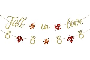 Fall in Love Banner - Glittery Maple Leaves Garland for Autumn-Themed Festivities