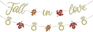 Fall in Love Banner Maple Leaves Glittery Garland for Fall Autumn Themed Wedding Engagement Bridal Shower Party Decorations