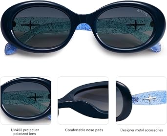SOJOS Retro Oval Polarized Sunglasses for Women Men 90s Vintage UV400 Protection Tiny Sun Glasses SJ2286 | UV400 Protection Comfortable Fit Stylish Design Work Great for Driving and Outdoor Activities SJ2286