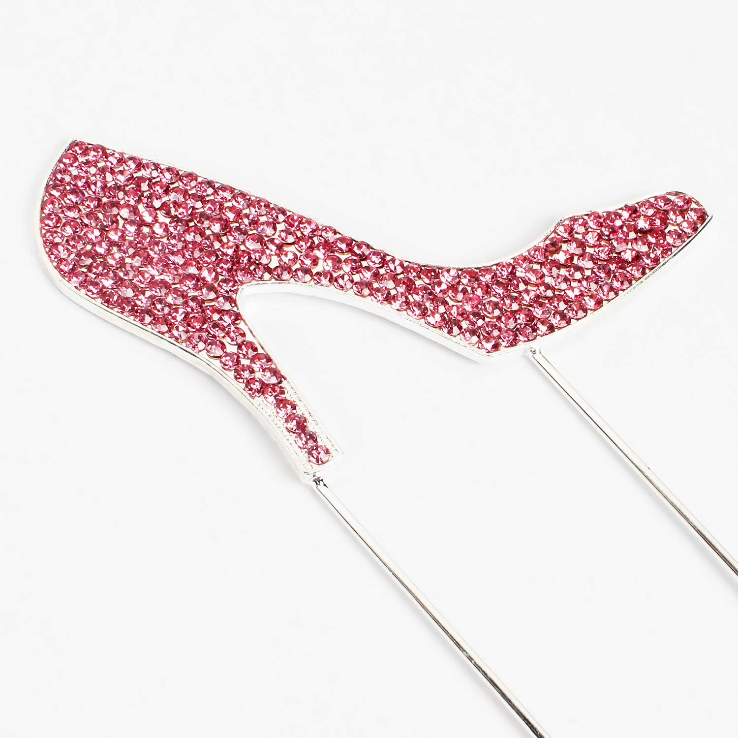 LINGTEER High Heel Pink Rhinestone Crystal Cake Topper Perfect for Birthday Wedding Anniversary Party Keepsake Sparkle Decoration - Image 3