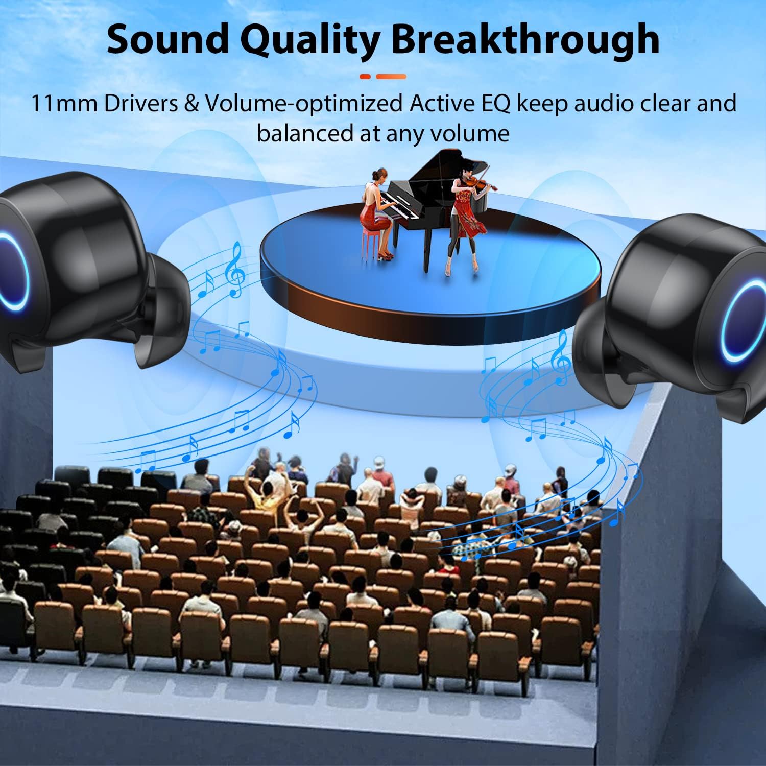 nipell wireless earbuds bluetooth 5 2 headphones with 1800mah charging case 88hrs play time cell phones charging function built in microphone ip