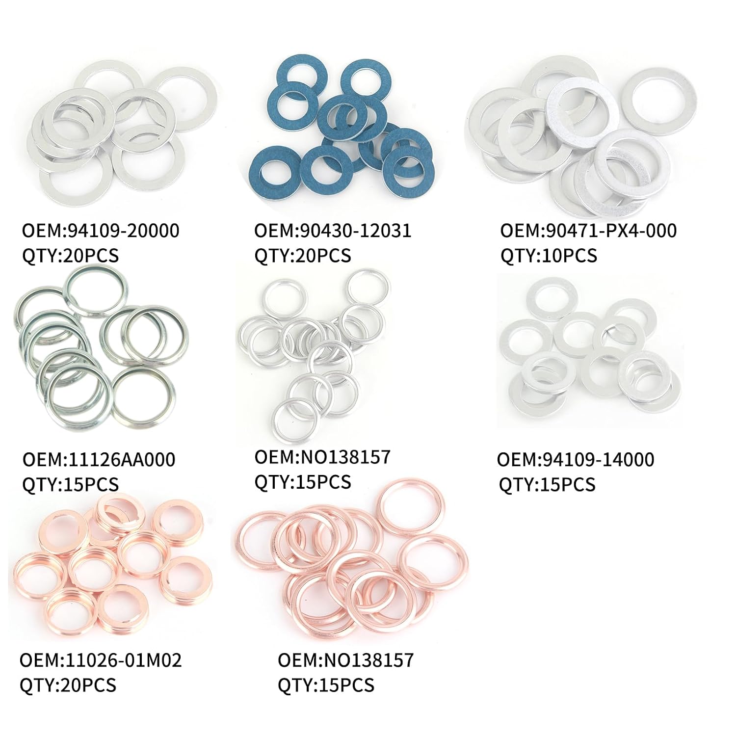 130PCS Oil Drain Plug Gasket Set - Automotive Oil Pressure Gasket Sealing kit, Suitable for Toyota, Honda, Subaru, Volkswagen, Nissan