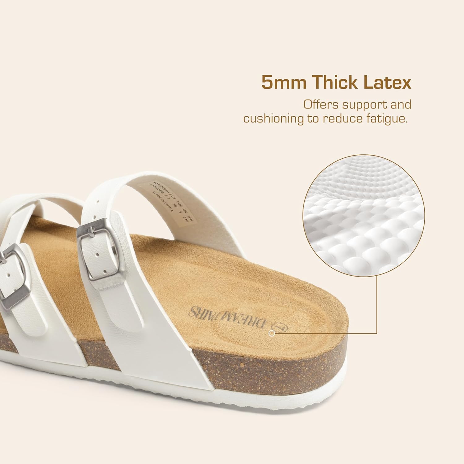 DREAM PAIRS Women's Thong Slide Sandals with Cork Footbed Open Toe Adjustable Slip On Slippers Comfort Flat Sandals for Summer - Image 3