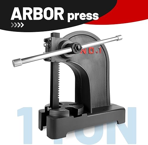 Vista 14 de Prensa manual de eje de 1 tonelada, prensa de eje de altura máxima de 5.5 pulgadas, prensa manual de hierro fundido resistente de metal para mesa