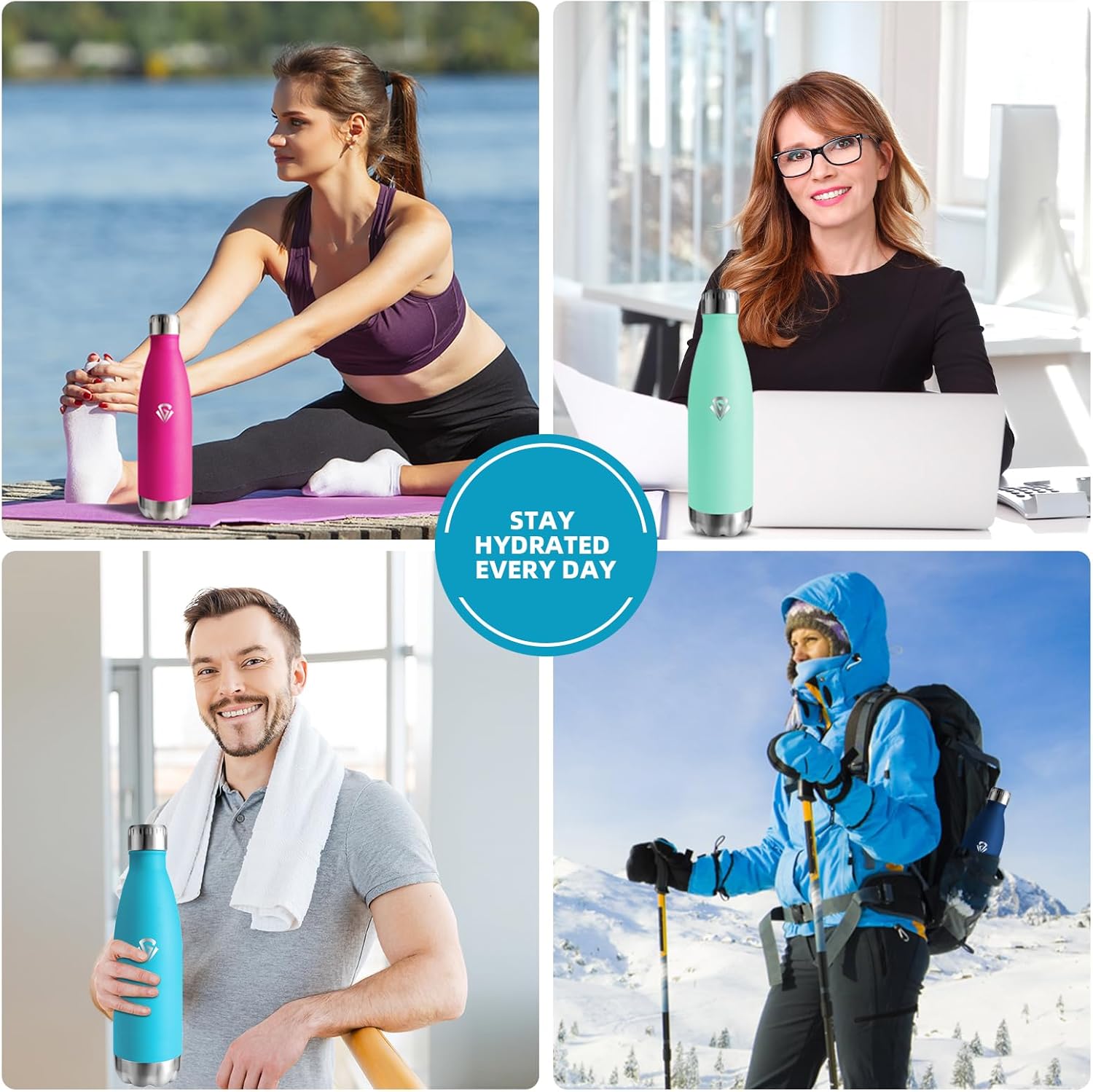 Grsta Thermos Flask, 750 ml, Stainless Steel, BPA-Free, Leak-Proof, Cold and Warm, Insulated Flask, Double-Walled, Metal Drinking Bottle for Camping, Gym, Hiking, Yoga