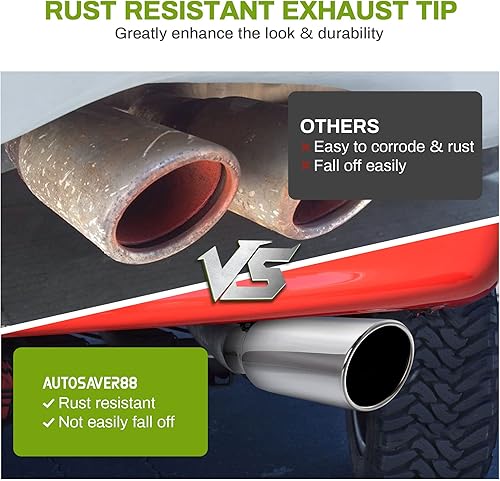 Miniatura 4 de AUTOSAVER88 Punta de escape de entrada de 2.5 pulgadas, entrada de 2.5 pulgadas, salida de 4 pulgadas, 12 pulgadas de largo, punta de escape