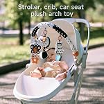 TUMAMA Jouets de siège auto pour bébés 0-6 mois, Jouets pour poussette pour bébé 0-6mois, Jouet d'arc à pendaison sensorielle pour nouveau-né avec Chouettes éléphantes papillons, Jouette musicale pour bébé 6-12mois