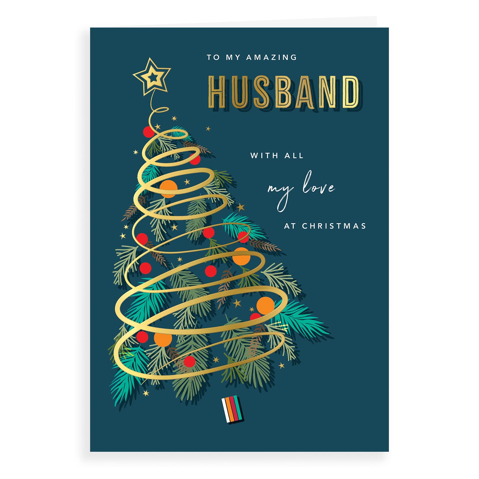 Piccadilly Greetings Classic Christmas Card Husband - 10 x 7 inches