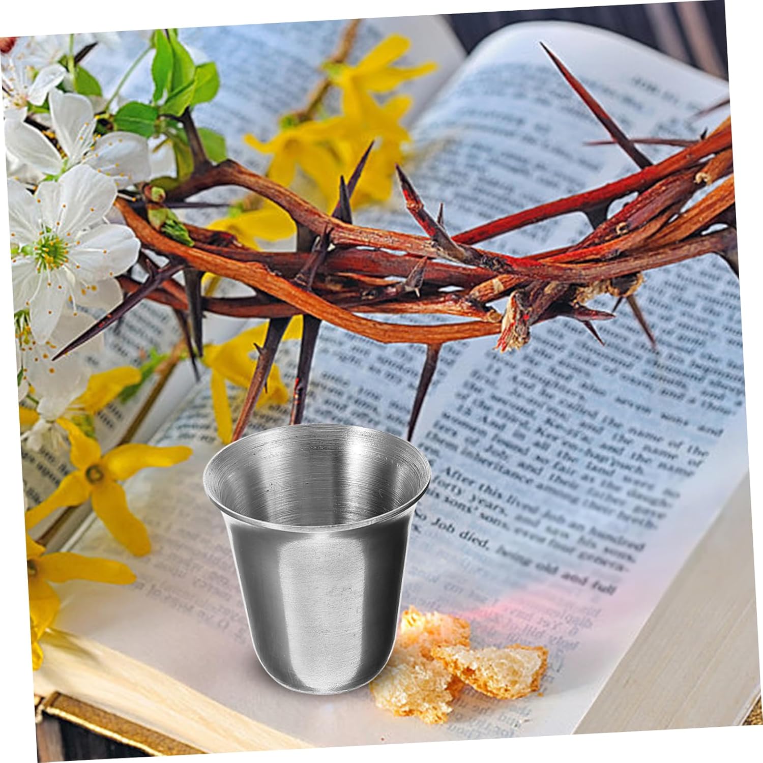 SECFOU 50pcs Stackable Communion Cups Stainless Steel Reusable Drinking Cups for Church Services Lightweight Portable Religious Drinkware