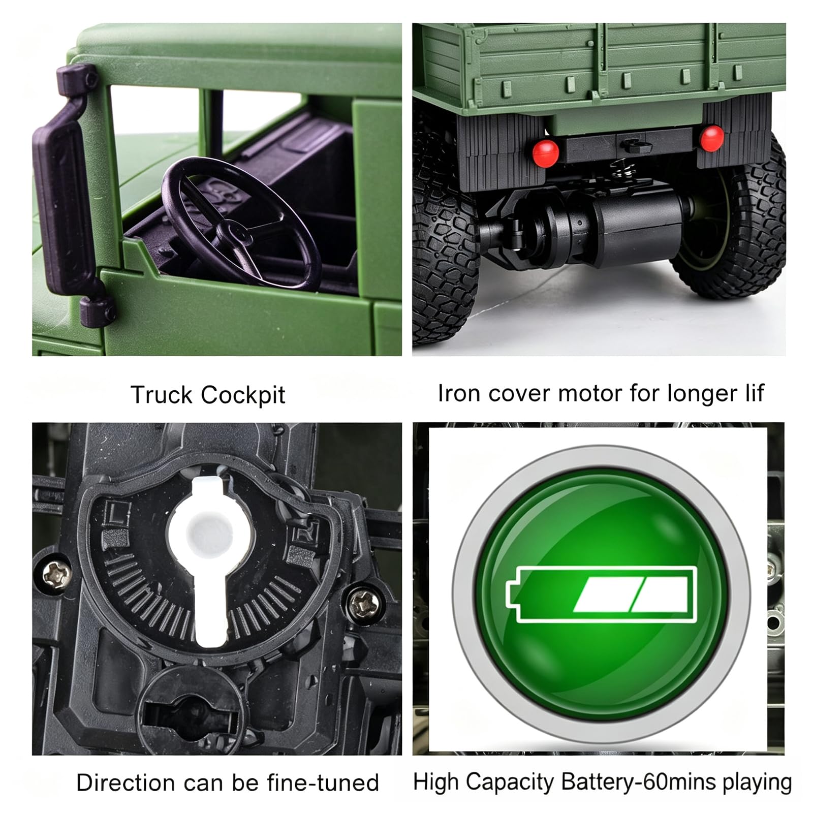 Amazon.com: XINGRUI 1:18 RC Military Truck, 50 Min Playtime Remote