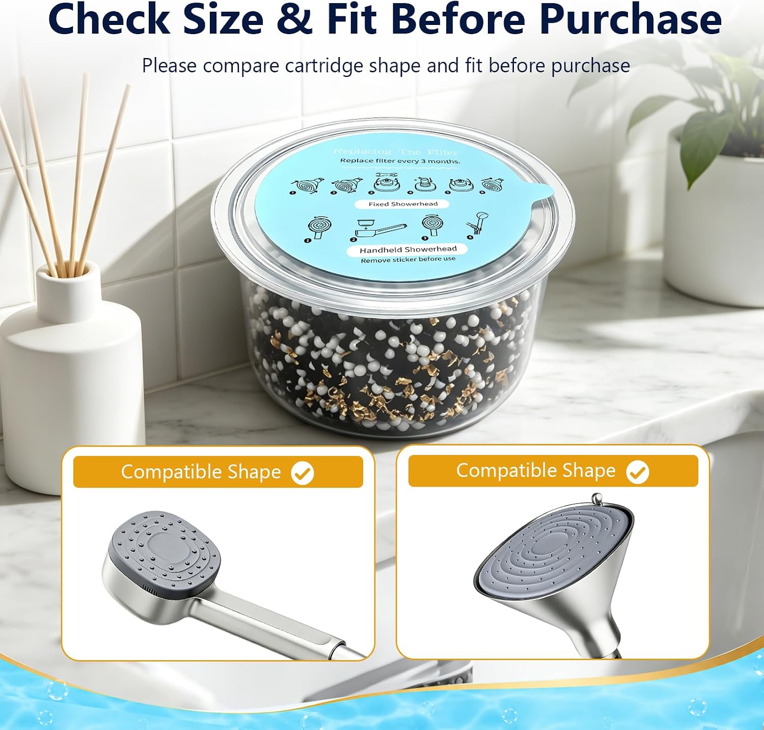 Shower Filter Cartridges Compatible with Canopy Shower Heads, 2 Pack | Replacement filters for hard water shower filtration and routine maintenance.