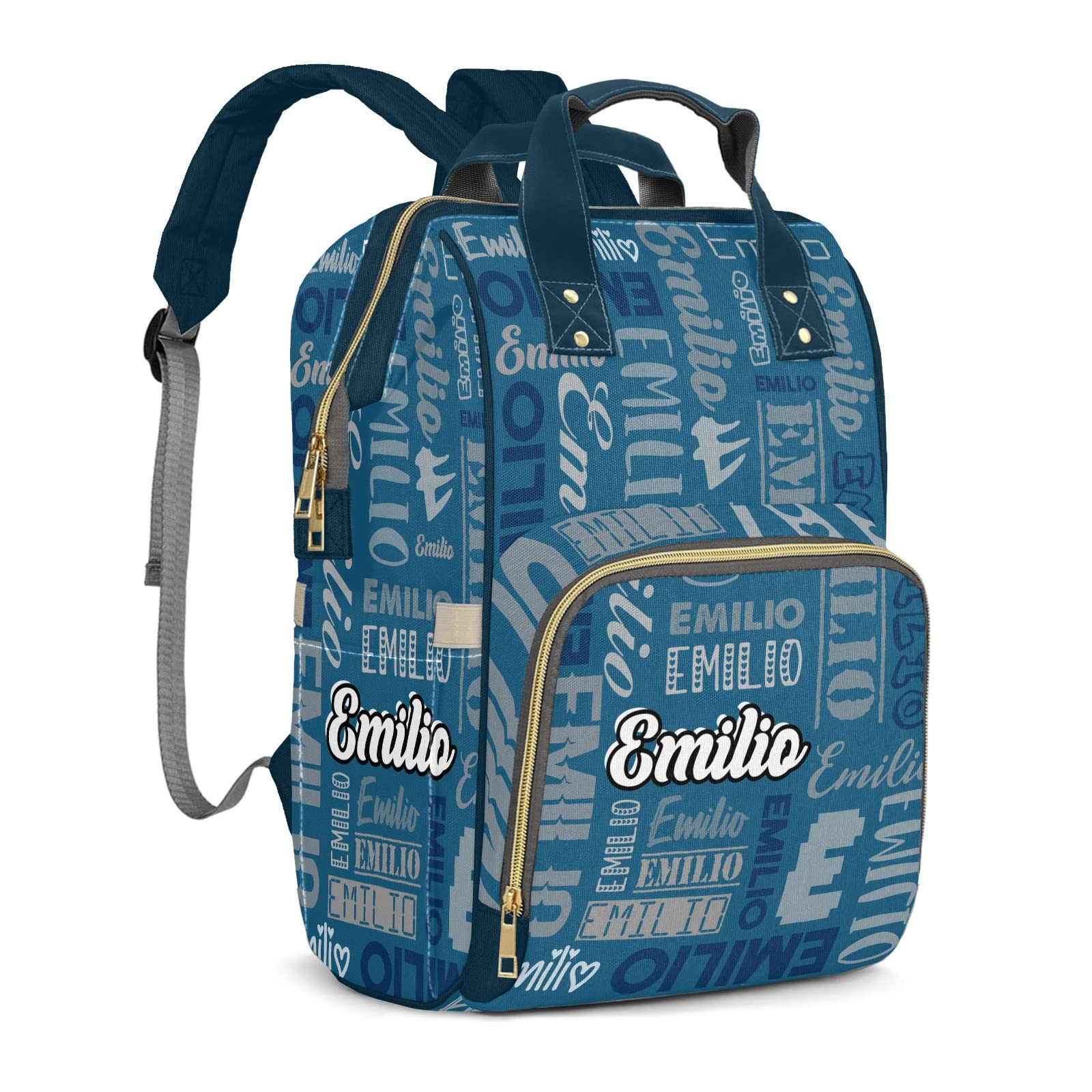 ZAACUSTOM Custom Name Boy Baby Bags, Nylon Personalized Diaper Bag Backpack for Baby Boy Mom, Large Capacity, Waterproof, Multifunctional, Adjustable