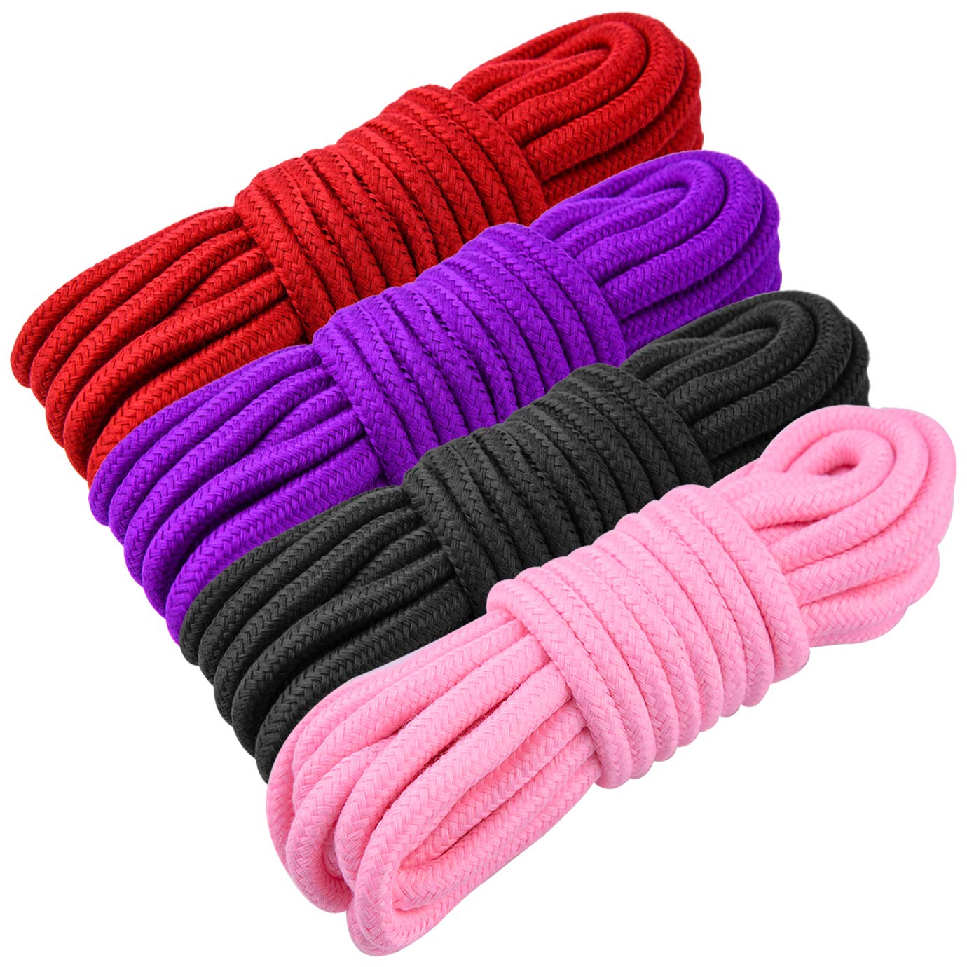 WXJ13 4 PCS 5 Metres Soft Cotton Rope, total 66 Feet | Soft Twisted Cotton Knot Tying Rope, All Purpose Cotton Rope Craft Rope Thick Cotton Cord, DIY Craft Projects(4 colour)