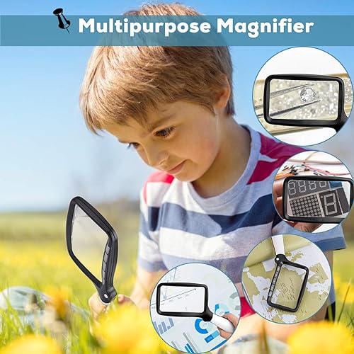 Miniatura 7 de Lupa plegable de mano con luz, lupa de lectura rectangular grande 3X con LED regulable para personas mayores con degeneración macular, periódico,