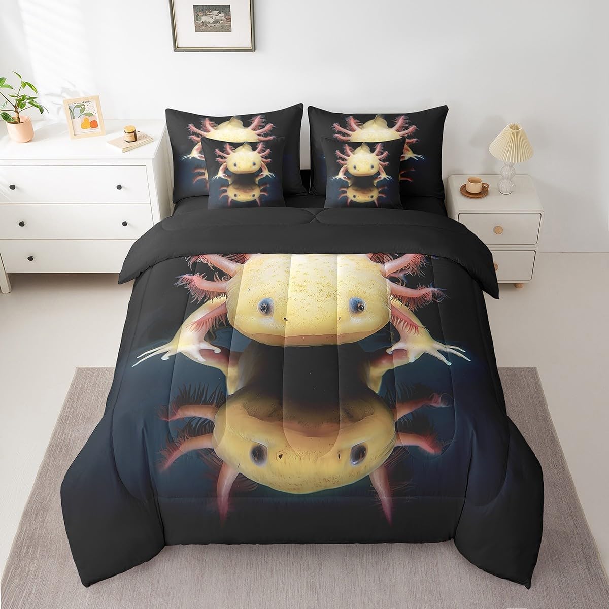 Erosebridal Elephant Bedding Set Full 7 Piece,African Safari Animal Comforter Set with Sheet Set Wildlife Bed in A Bag with Throw Pillow Cover,Retro Wall Decor Reversible Bed Set